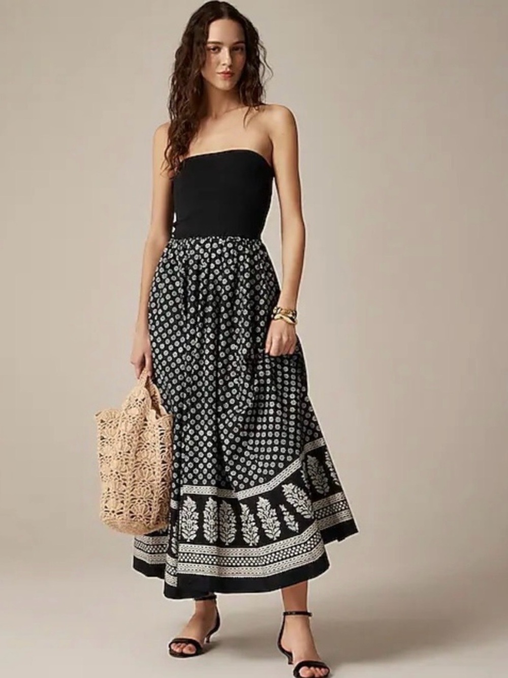 NWT Jcrew strapless mixy dress in block print - Picture 2 of 7